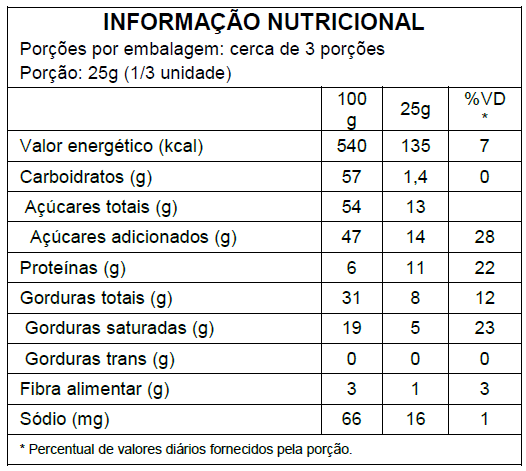 Barra de Chocolate Ao Leite - 90g