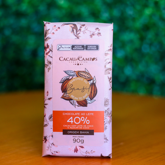 Barra de Chocolate 40% Cacau Coco - 90g