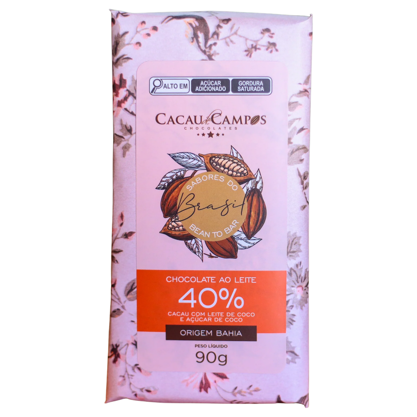 Barra de Chocolate 40% Cacau Coco - 90g