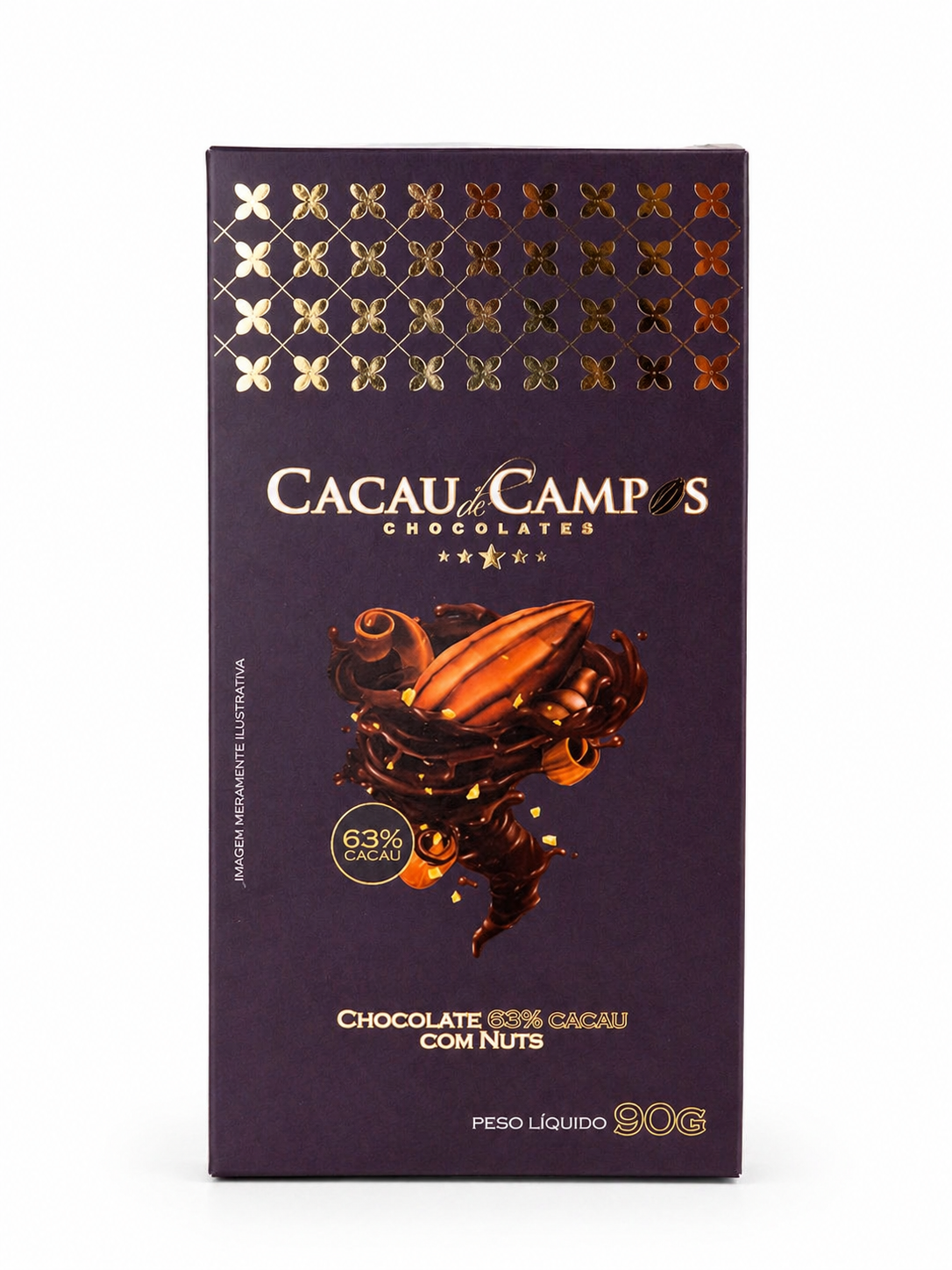 Barra de Chocolate 63% cacau com nuts - 90g