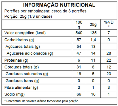 Barra de Chocolate Ao Leite - 90g
