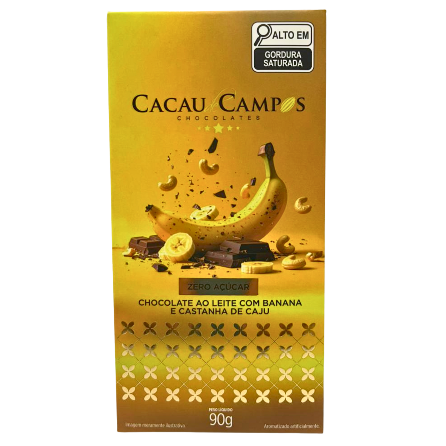 Barra de Chocolate Zero com Banana e Castanha de Caju - 90g