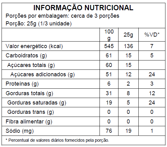 Barra de Chocolate Branco - 90g