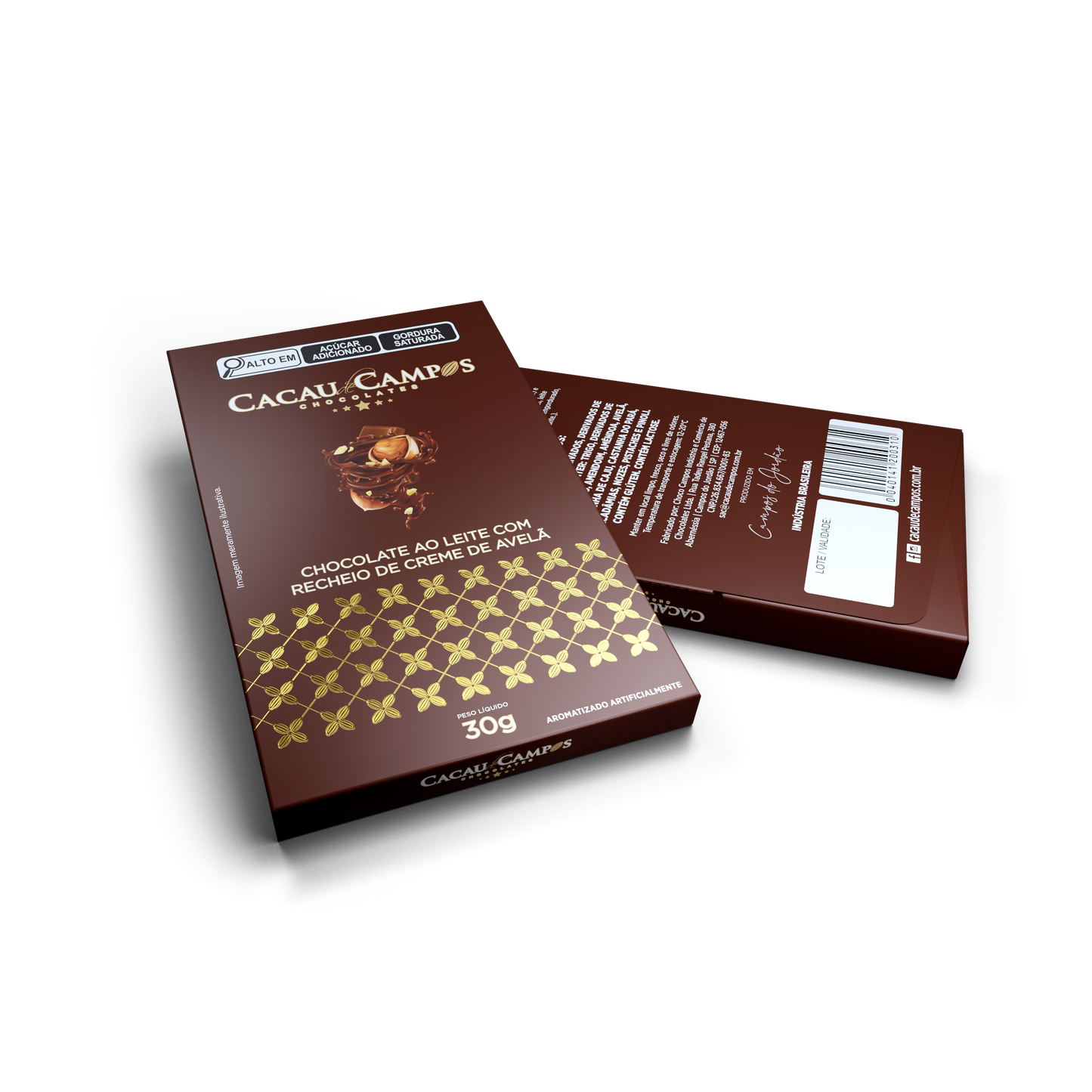 Barra de Chocolate Recheada com Creme de Avelã - 30g