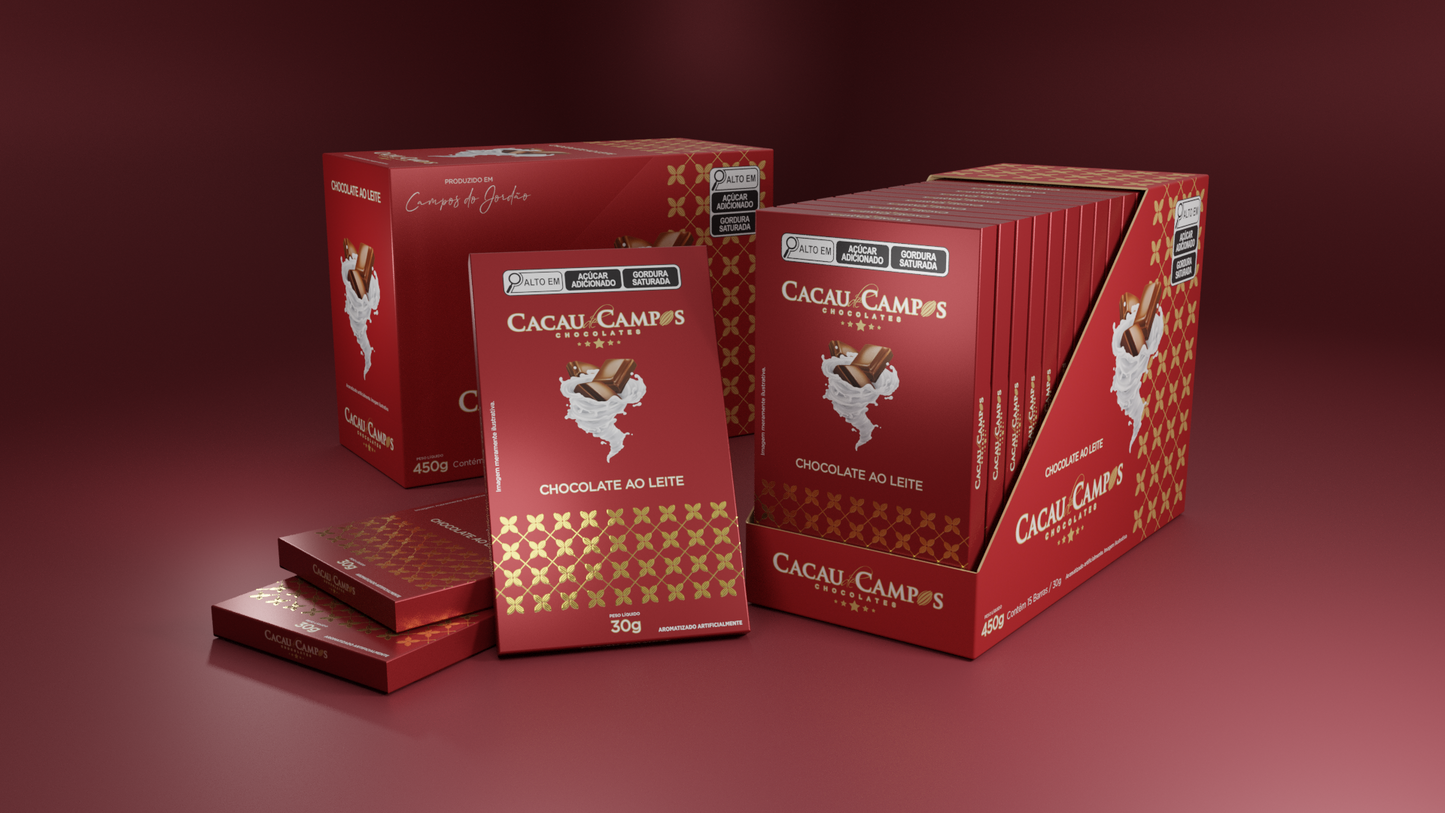 Kit 15 Uni. Barra de Chocolate Ao Leite - 30g