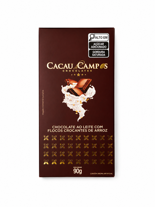 Barra de Chocolate ao Leite com Flocos de Arroz - 90g