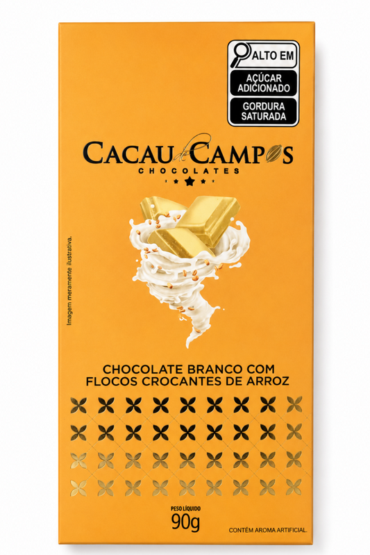 Barra de Chocolate Branco com Flocos de Cereais - 90g