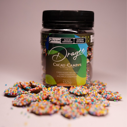 Dragée de Chocolate ao Leite com Miçangas Coloridas - 150g