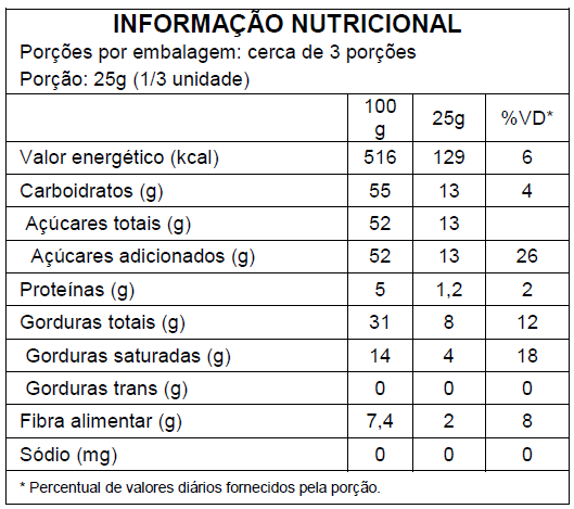 Barra de Chocolate Meio Amargo - 90g