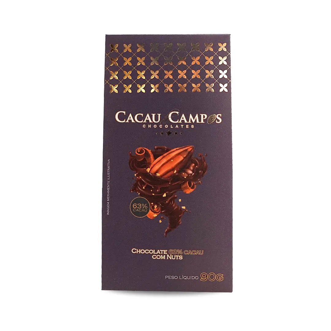 Barra de Chocolate 63% Cacau com Nuts